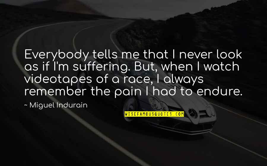 I Never Look Quotes By Miguel Indurain: Everybody tells me that I never look as