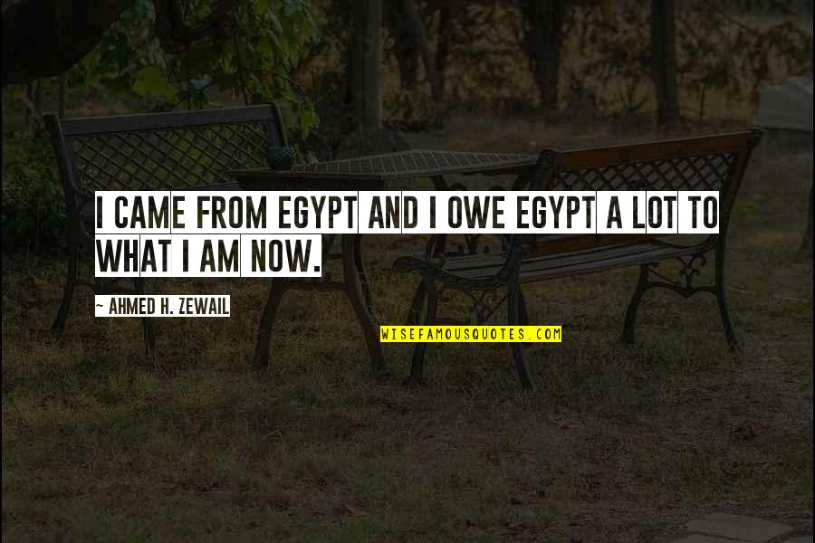 I Owe Quotes By Ahmed H. Zewail: I came from Egypt and I owe Egypt