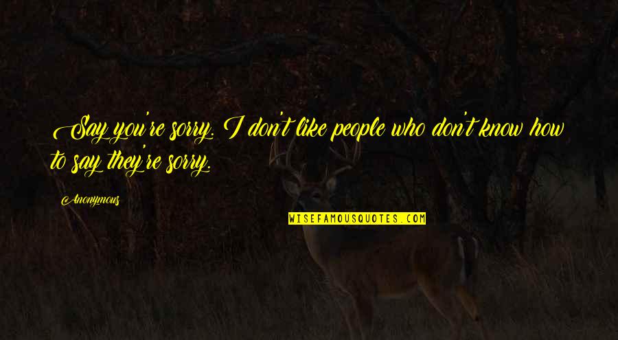 I Say Sorry Quotes By Anonymous: Say you're sorry. I don't like people who