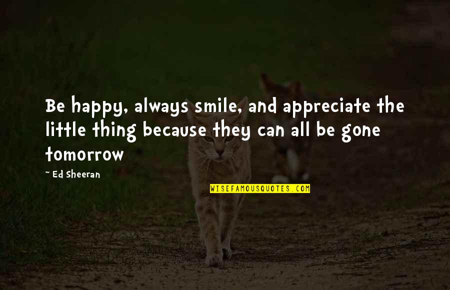 I Smile Because I'm Happy Quotes By Ed Sheeran: Be happy, always smile, and appreciate the little