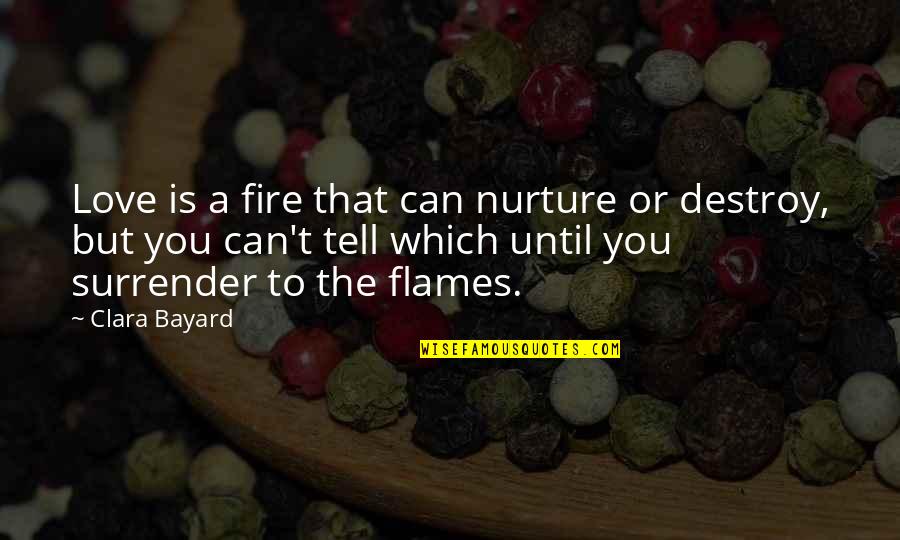 I Surrender Love Quotes By Clara Bayard: Love is a fire that can nurture or
