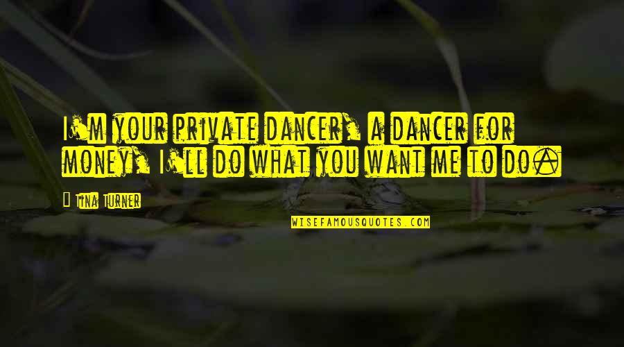 I Want More Money Quotes By Tina Turner: I'm your private dancer, a dancer for money,