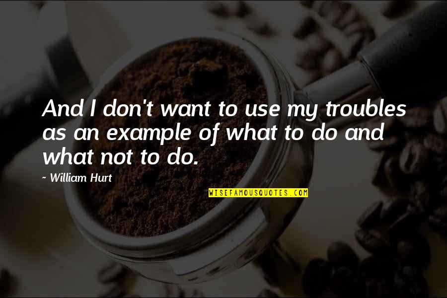 I Was Hurt By You Quotes By William Hurt: And I don't want to use my troubles