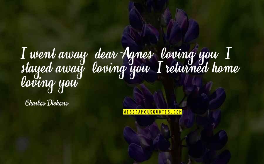 I Went Away Quotes By Charles Dickens: I went away, dear Agnes, loving you. I