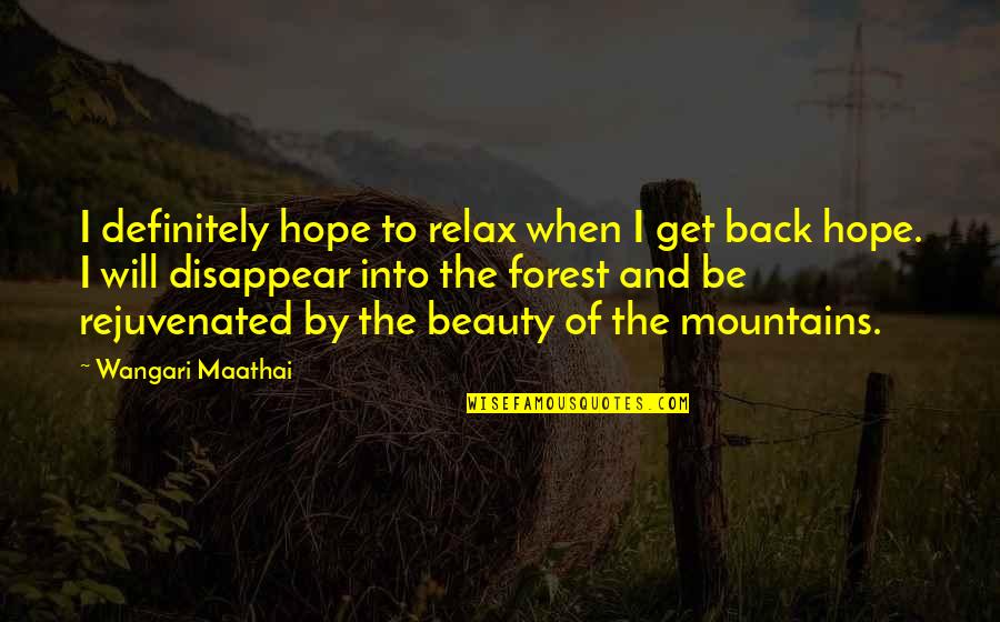 I Will Back Quotes By Wangari Maathai: I definitely hope to relax when I get