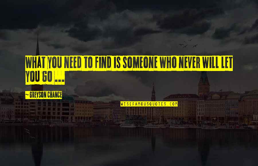 I Will Never Let You Go Quotes By Greyson Chance: What you need to find is someone who