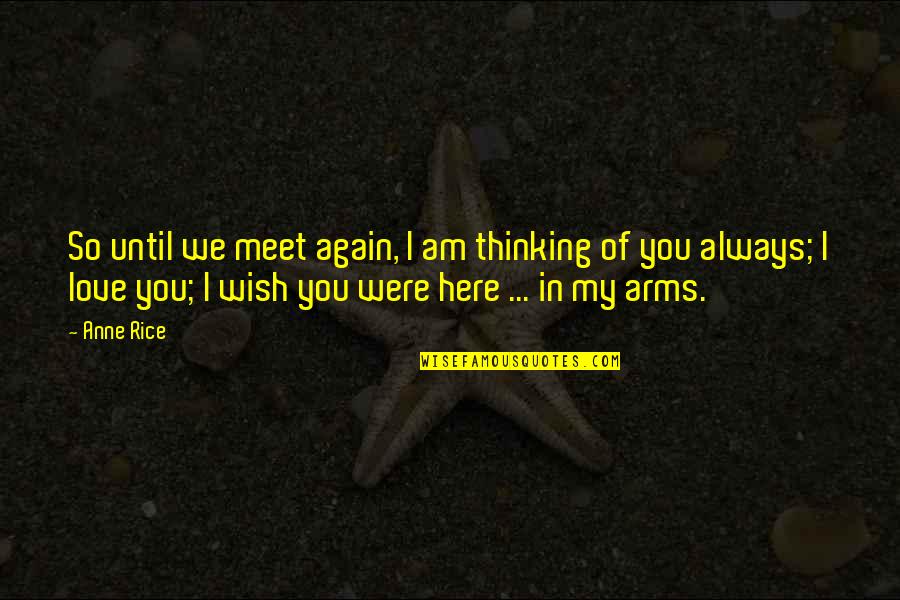 I Wish You Was Here Quotes By Anne Rice: So until we meet again, I am thinking