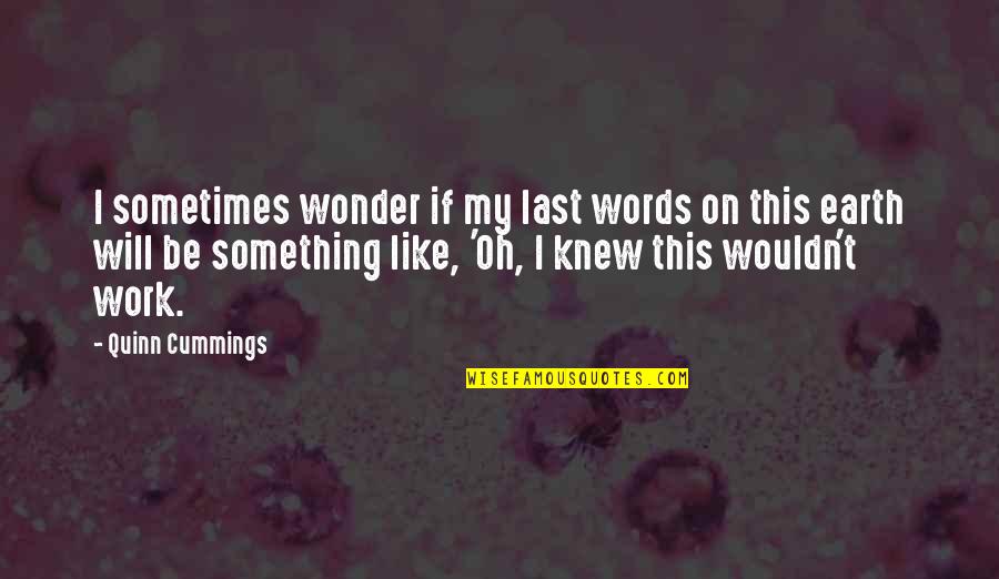 I Wonder Sometimes Quotes By Quinn Cummings: I sometimes wonder if my last words on