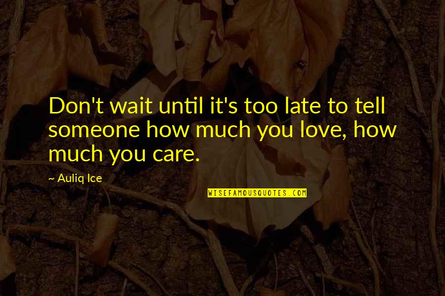 Ice's Quotes By Auliq Ice: Don't wait until it's too late to tell