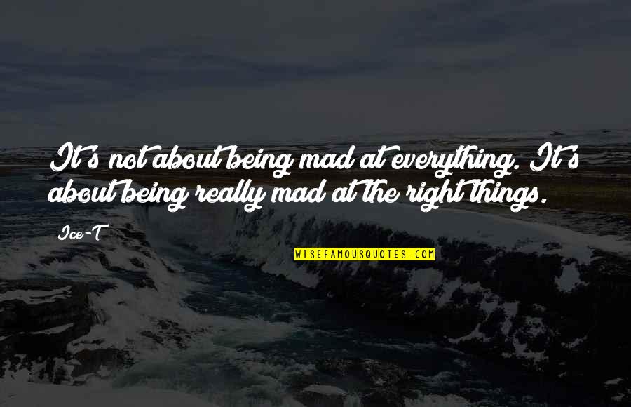 Ice's Quotes By Ice-T: It's not about being mad at everything. It's