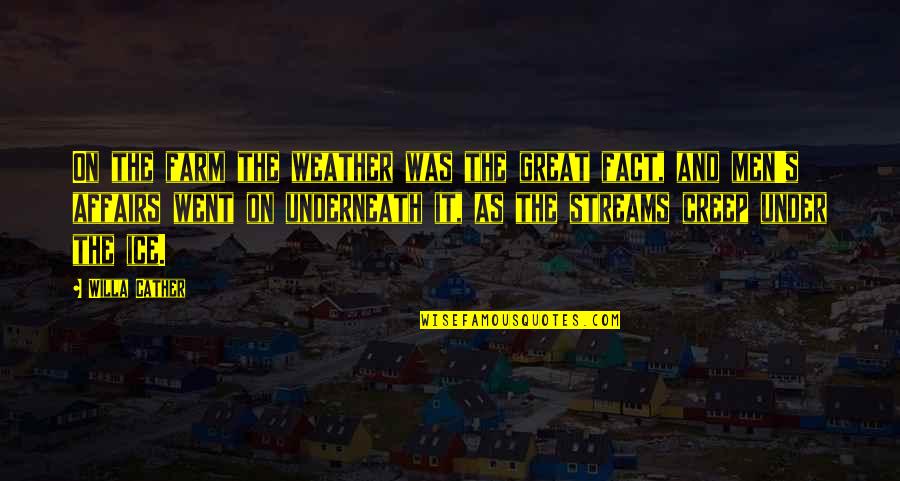 Ice's Quotes By Willa Cather: On the farm the weather was the great