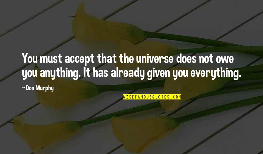 If You Don't Care Why Should I Quotes By Don Murphy: You must accept that the universe does not