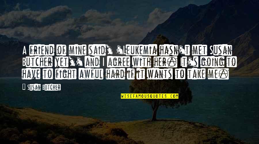 If You Want Me Fight For Me Quotes By Susan Butcher: A friend of mine said, 'Leukemia hasn't met