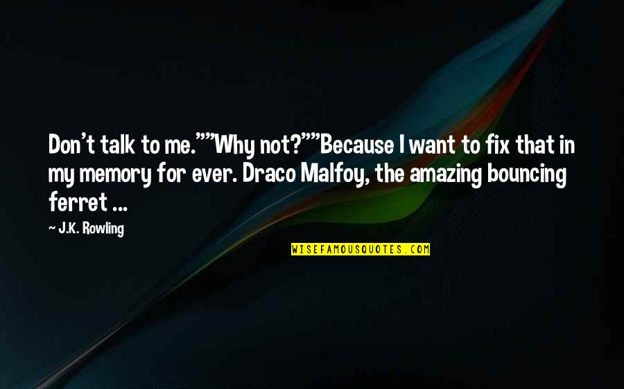 If You Want To Talk To Me Quotes By J.K. Rowling: Don't talk to me.""Why not?""Because I want to
