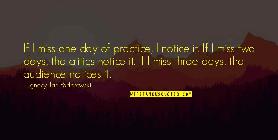 Ignacy Quotes By Ignacy Jan Paderewski: If I miss one day of practice, I