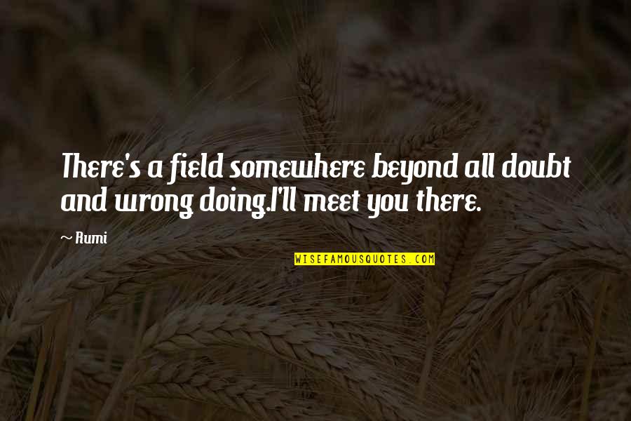 I'll Meet You There Quotes By Rumi: There's a field somewhere beyond all doubt and