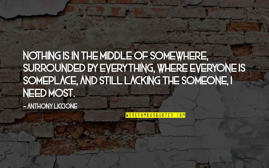 I'm Lost Somewhere Quotes By Anthony Liccione: Nothing is in the middle of somewhere, surrounded