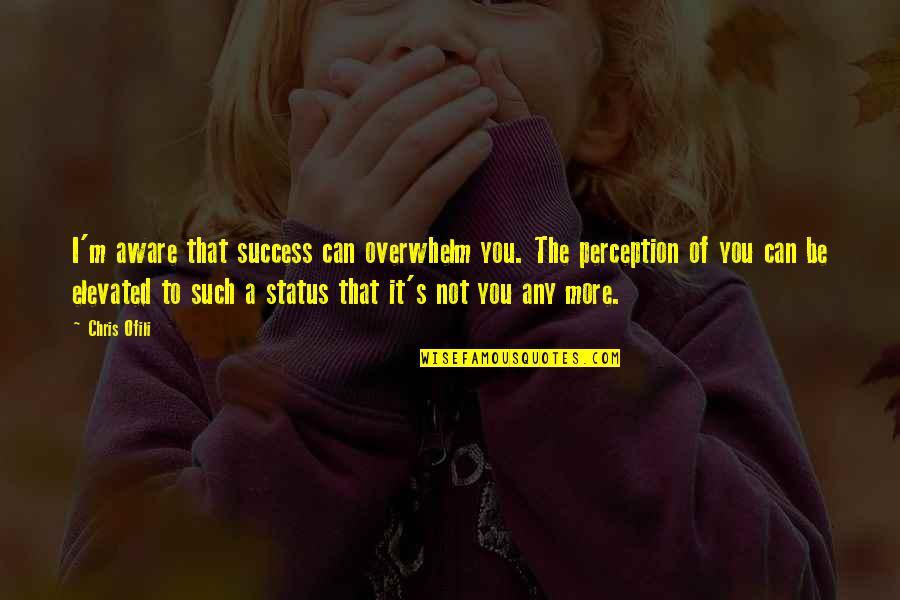 I'm My Biggest Critic Quotes By Chris Ofili: I'm aware that success can overwhelm you. The