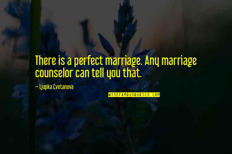 I'm Not A Perfect Man Quotes By Ljupka Cvetanova: There is a perfect marriage. Any marriage counselor