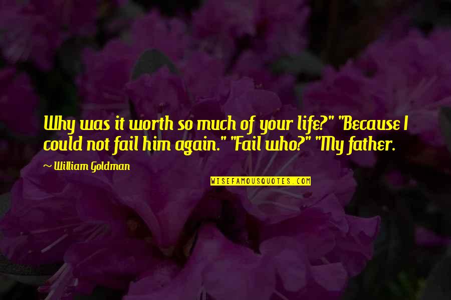 I'm Not Worth It Quotes By William Goldman: Why was it worth so much of your