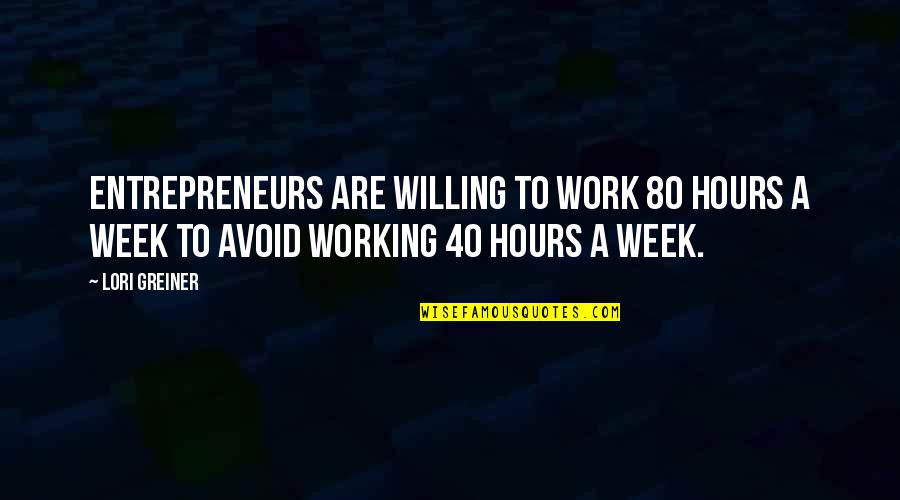 Immelmann The Order Quotes By Lori Greiner: Entrepreneurs are willing to work 80 hours a