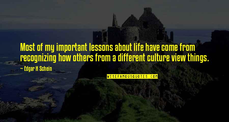 Important Things Of Life Quotes By Edgar H Schein: Most of my important lessons about life have