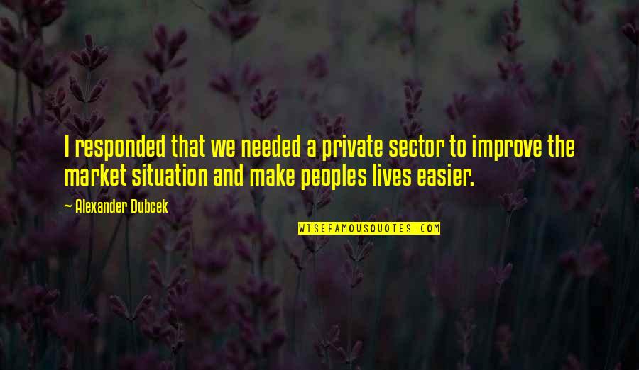 Improve The Quotes By Alexander Dubcek: I responded that we needed a private sector