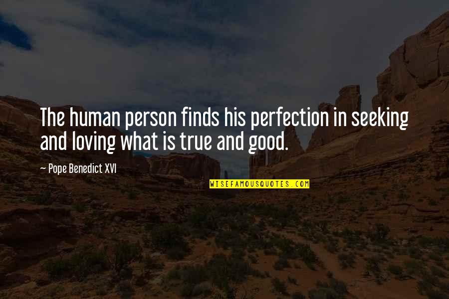 In Human Quotes By Pope Benedict XVI: The human person finds his perfection in seeking