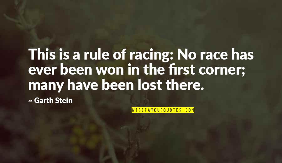 In The Corner Quotes By Garth Stein: This is a rule of racing: No race