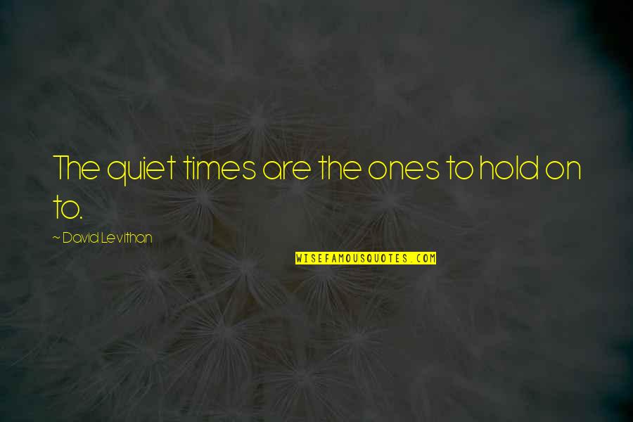 In The Quiet Moments Quotes By David Levithan: The quiet times are the ones to hold