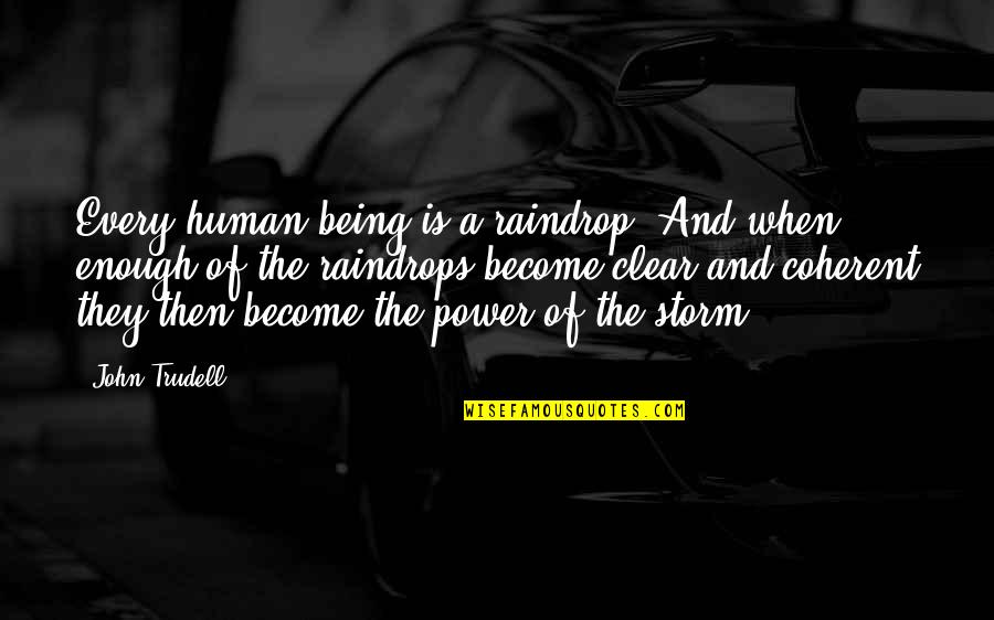 In Whatsapp Quotes By John Trudell: Every human being is a raindrop. And when