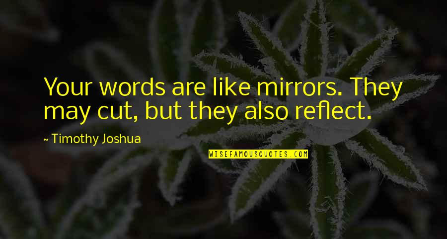 Indescriptible In English Quotes By Timothy Joshua: Your words are like mirrors. They may cut,