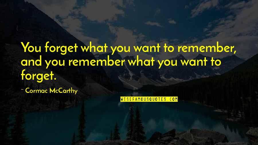 Inimical Synonym Quotes By Cormac McCarthy: You forget what you want to remember, and