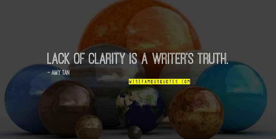 Innamorata Pat Quotes By Amy Tan: Lack of clarity is a writer's truth.