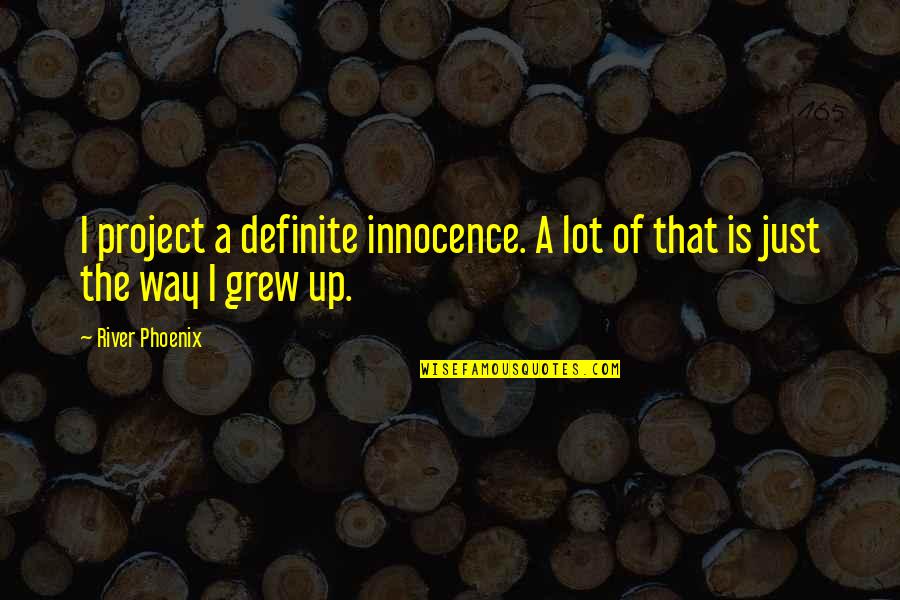 Innocence Project Quotes By River Phoenix: I project a definite innocence. A lot of