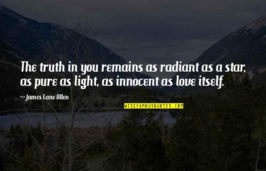 Innocent As Quotes By James Lane Allen: The truth in you remains as radiant as