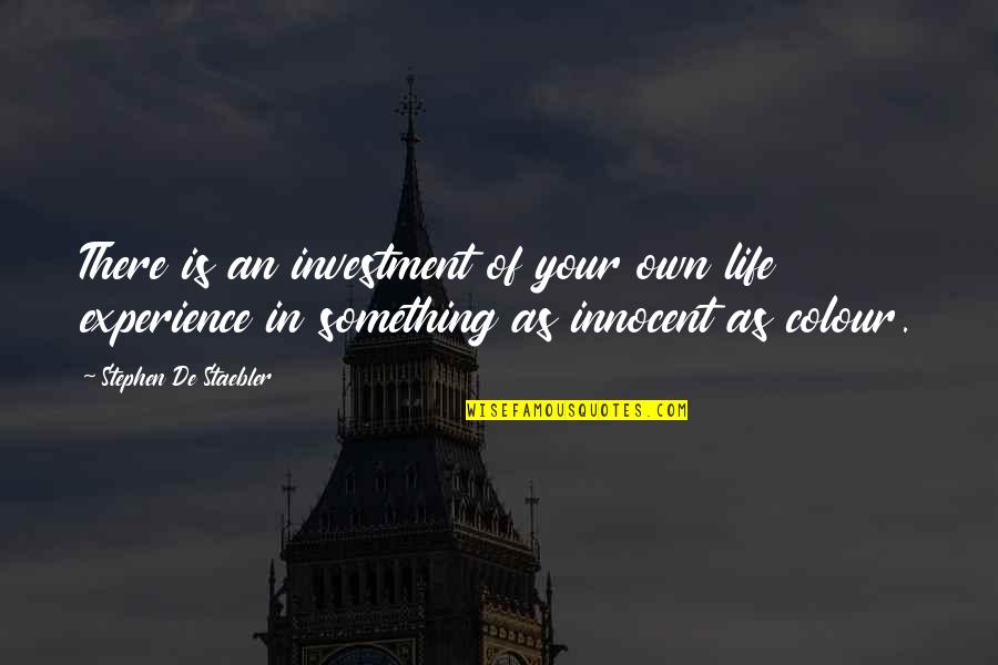 Innocent As Quotes By Stephen De Staebler: There is an investment of your own life