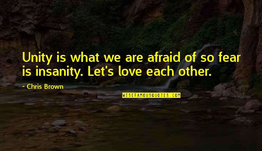 Insanity And Love Quotes By Chris Brown: Unity is what we are afraid of so