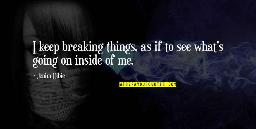 Inside Out Sadness Quotes By Jenim Dibie: I keep breaking things, as if to see