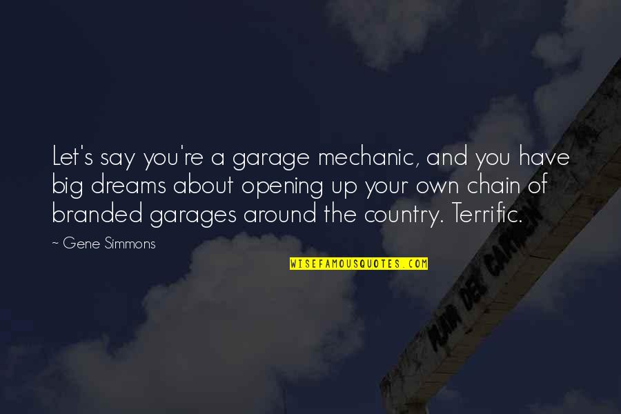 Inspirational Country Quotes By Gene Simmons: Let's say you're a garage mechanic, and you