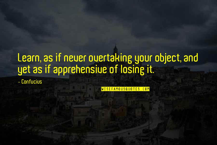 Inspirational Funny Quotes By Confucius: Learn, as if never overtaking your object, and