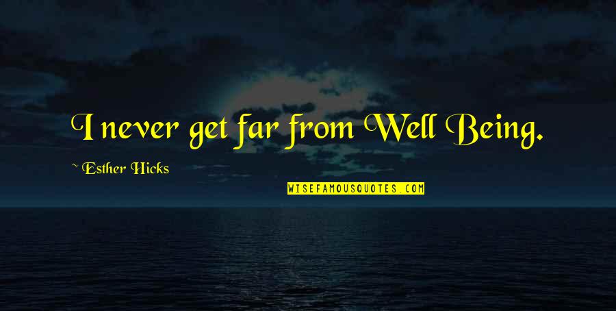 Inspirational Get Well Quotes By Esther Hicks: I never get far from Well Being.