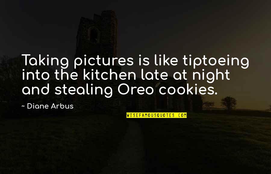 Inspirational Night Quotes By Diane Arbus: Taking pictures is like tiptoeing into the kitchen