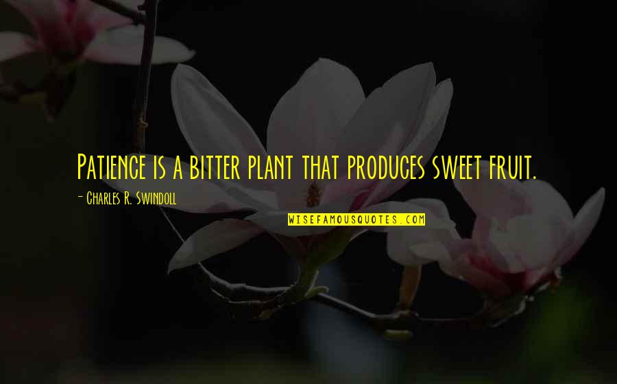 Inspirational Plant Quotes By Charles R. Swindoll: Patience is a bitter plant that produces sweet