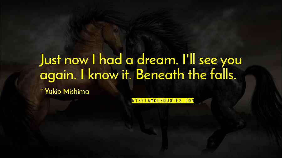 Interian Md Quotes By Yukio Mishima: Just now I had a dream. I'll see