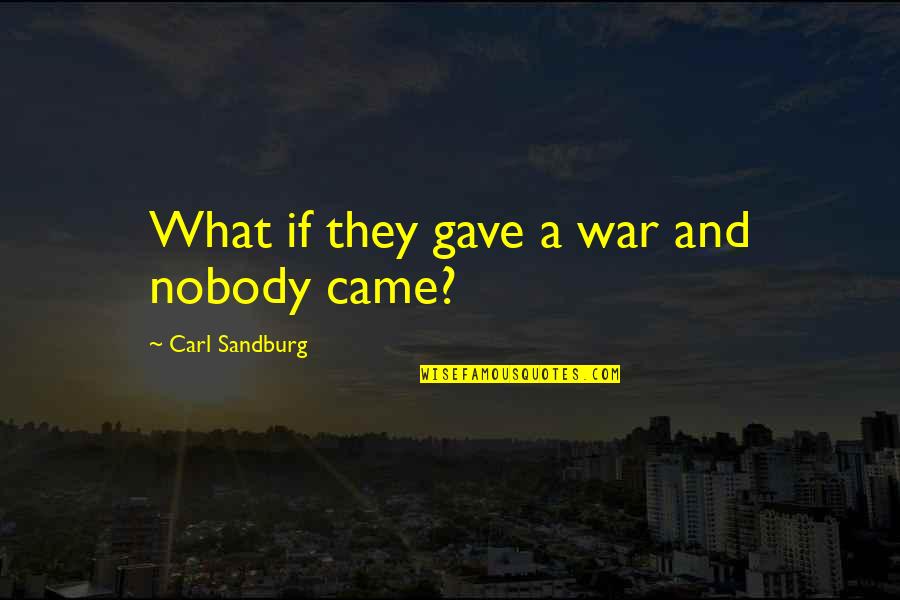 International Quotes By Carl Sandburg: What if they gave a war and nobody