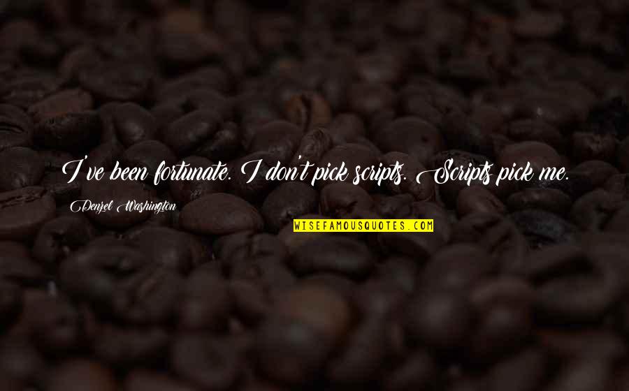 Intj Inspirational Quotes By Denzel Washington: I've been fortunate. I don't pick scripts. Scripts