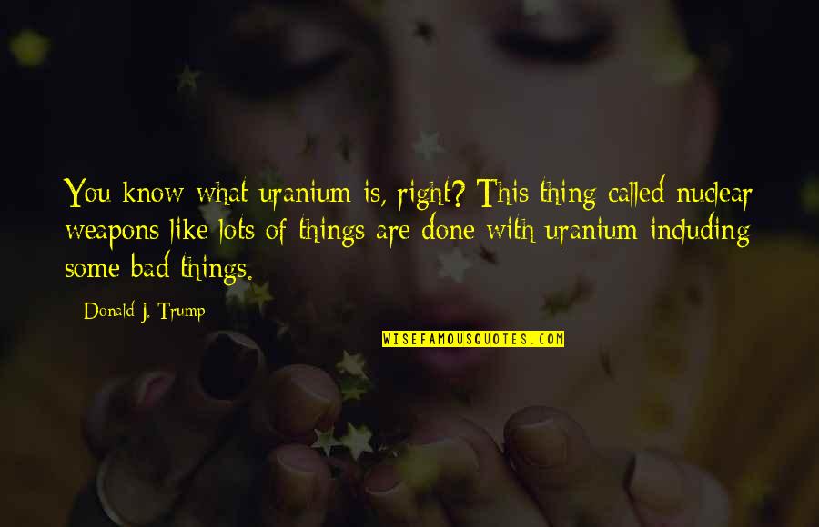 Inzy Quotes By Donald J. Trump: You know what uranium is, right? This thing