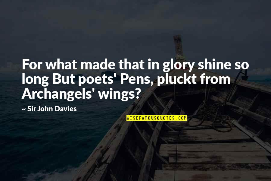 Irish Condolences Quotes By Sir John Davies: For what made that in glory shine so