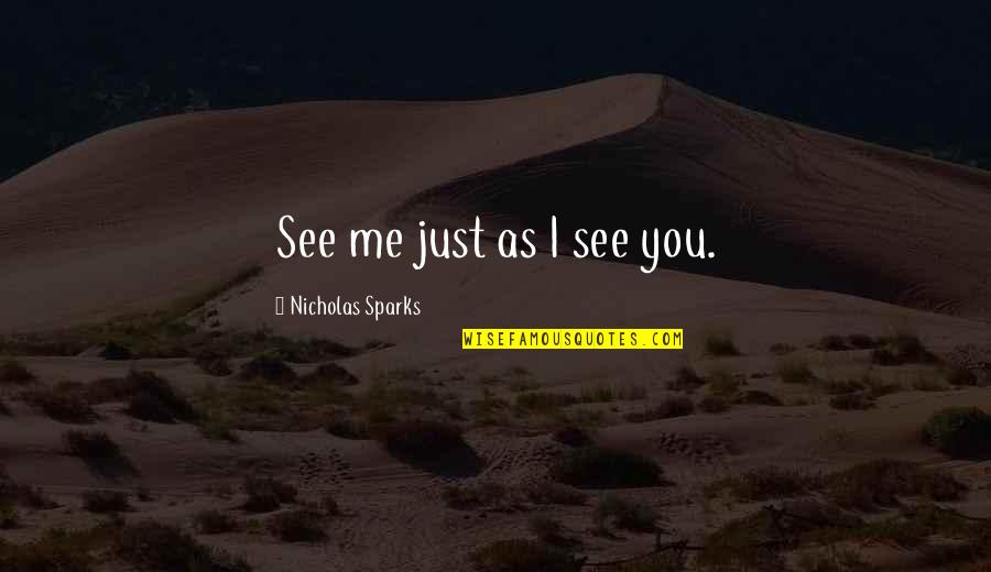 Irresponsible Partner Quotes By Nicholas Sparks: See me just as I see you.